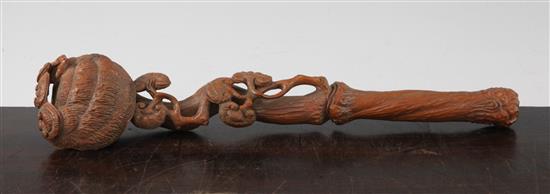 A Chinese carved wood ruyi sceptre, 35cm